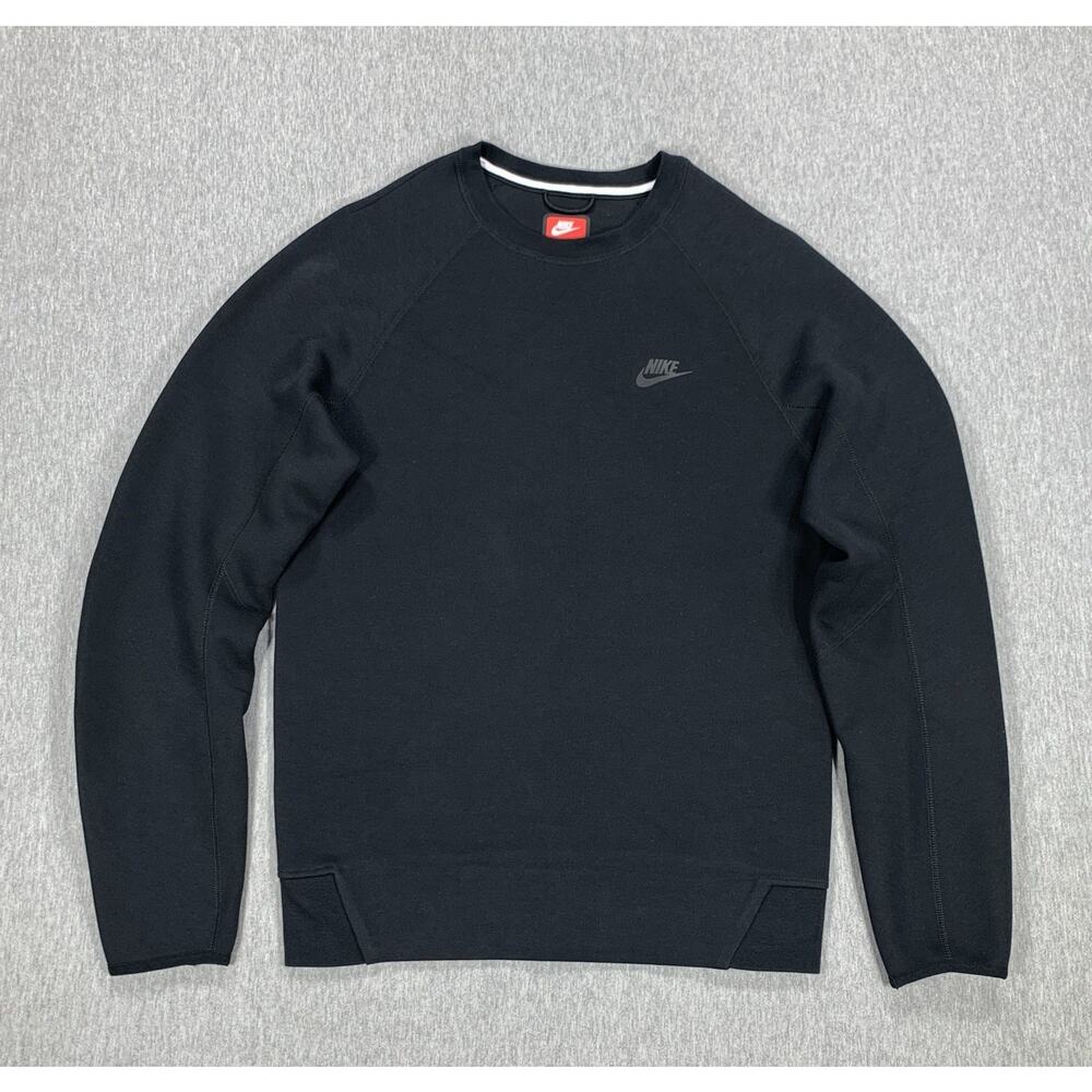 Nike Sportswear Tech Fleece Black Crew Sweatshirt FB7916-010 Men's Small-Tall